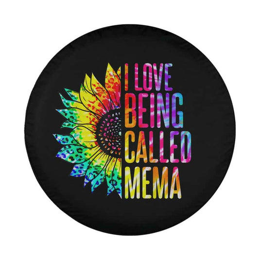 I Love Being Called Mema Sunflower Tie Dye Mother's Day Spare Tire Cover Thickening Leather Universal