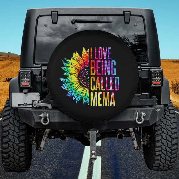 I Love Being Called Mema Sunflower Tie Dye Mother's Day Spare Tire Cover Thickening Leather Universal