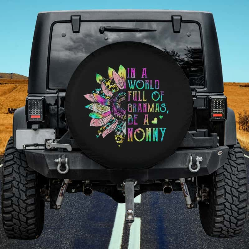 Load image into Gallery viewer, In World Full Of Grandmas Be A Nonny Sunflower Mother&#39;s Day Spare Tire Cover Thickening Leather Universal
