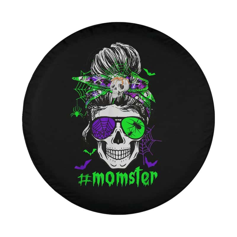 Load image into Gallery viewer, Momster Costume Mothers Day Skull Mom Messy Hair Bun Monster Spare Tire Cover Thickening Leather Universal
