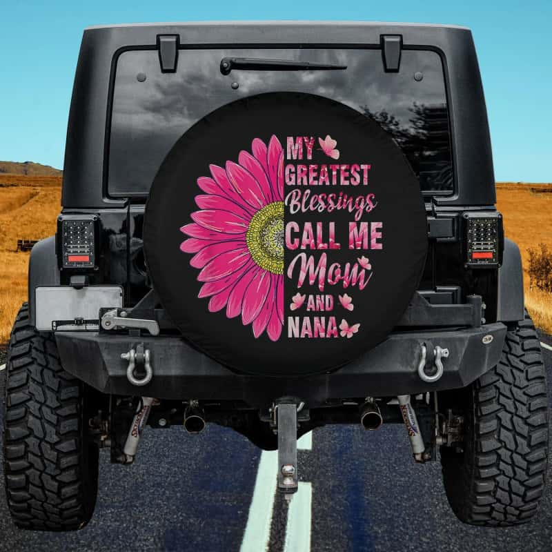 Load image into Gallery viewer, My Greatest Blessings Call Me Mom And Nana Happy Mother Day Spare Tire Cover Thickening Leather Universal
