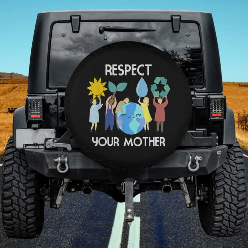 Load image into Gallery viewer, Respect Your Mother Nature Happy Earth Day Spare Tire Cover Thickening Leather Universal
