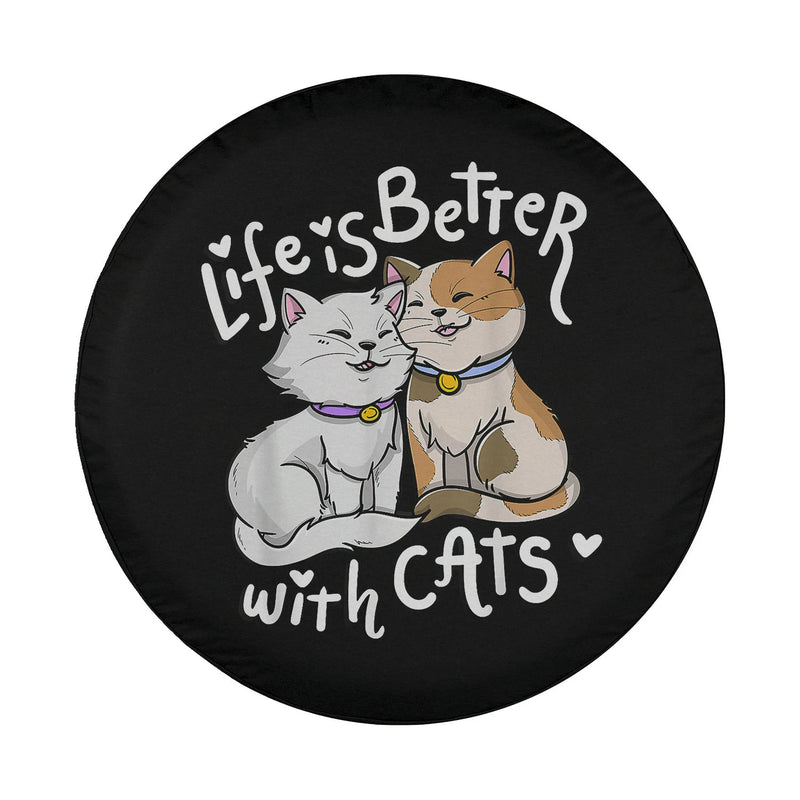 Load image into Gallery viewer, Valentine&#39;s Cat Lover Life Is Better With Cats mother&#39;s day Spare Tire Cover Thickening Leather Universal
