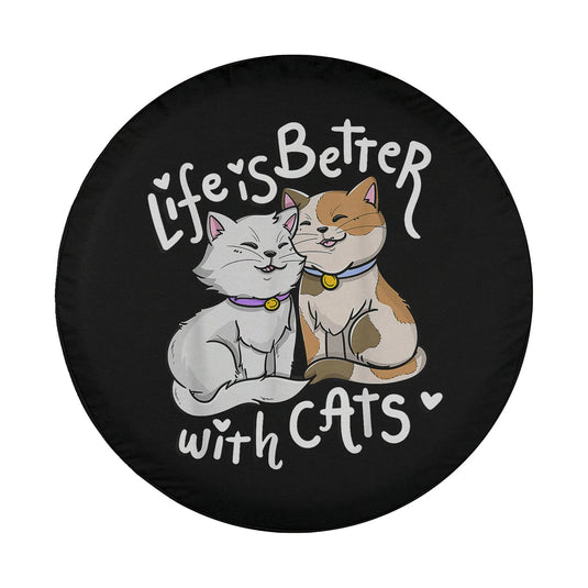 Valentine's Cat Lover Life Is Better With Cats mother's day Spare Tire Cover Thickening Leather Universal