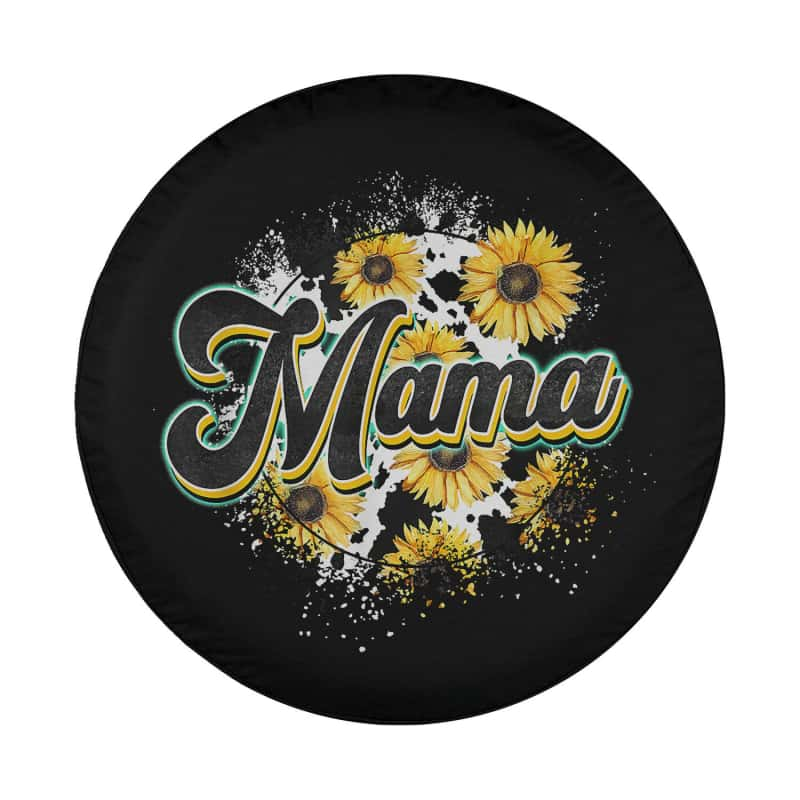 Load image into Gallery viewer, Cute Mama Cow Print Sunflower Mother&#39;s day Spare Tire Cover Thickening Leather Universal
