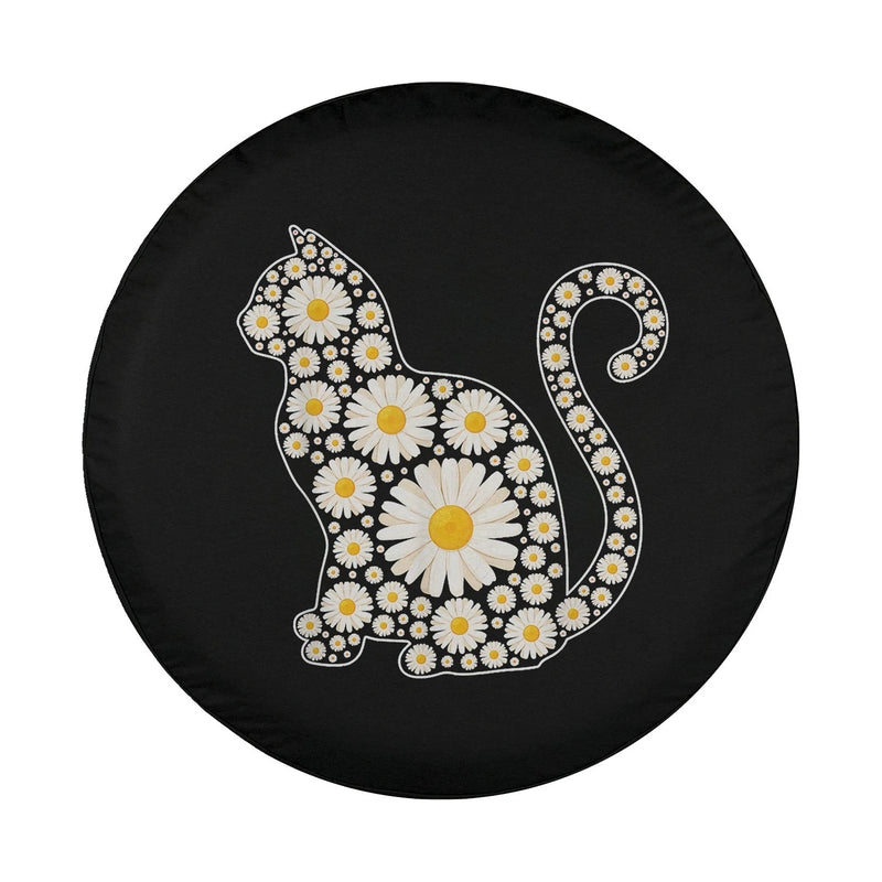 Load image into Gallery viewer, Daisy Flower Cat Mothers Day Daisy Flowers Lover Cat Mom Spare Tire Cover Thickening Leather Universal
