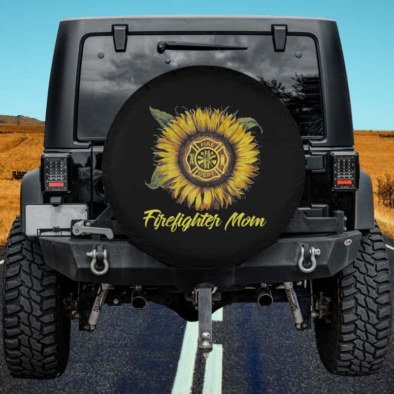 Load image into Gallery viewer, Firefighter Wife Sunflower Mothers Day For Mom Wife Girl Spare Tire Cover Thickening Leather Universal
