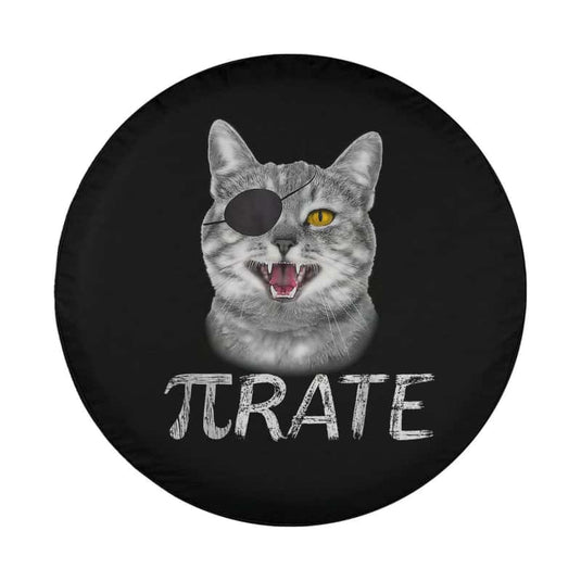 Funny Pi Day Math Science Cat Pirate Spare Tire Cover Thickening Leather Universal