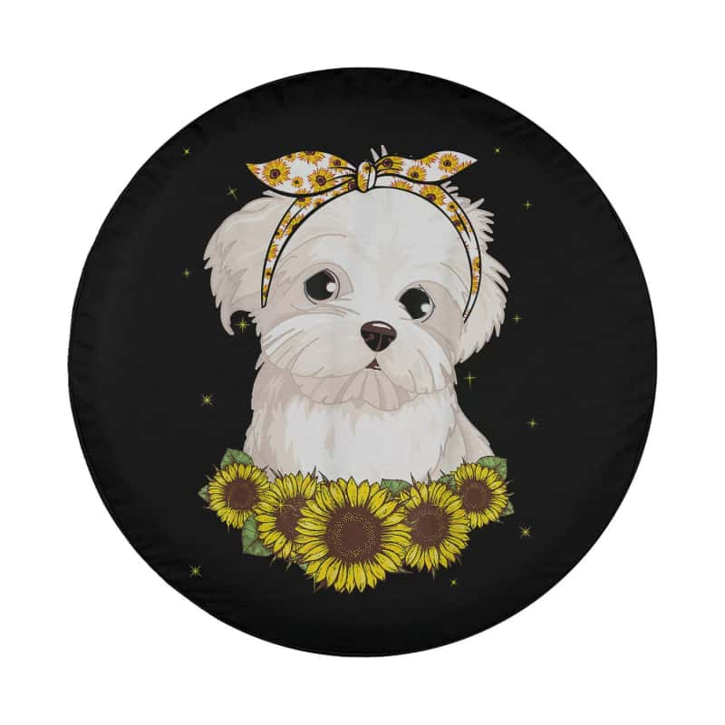 Load image into Gallery viewer, Girls Women Mom Maltese Dog Sunflower Puppy Mothers Day Spare Tire Cover Thickening Leather Universal
