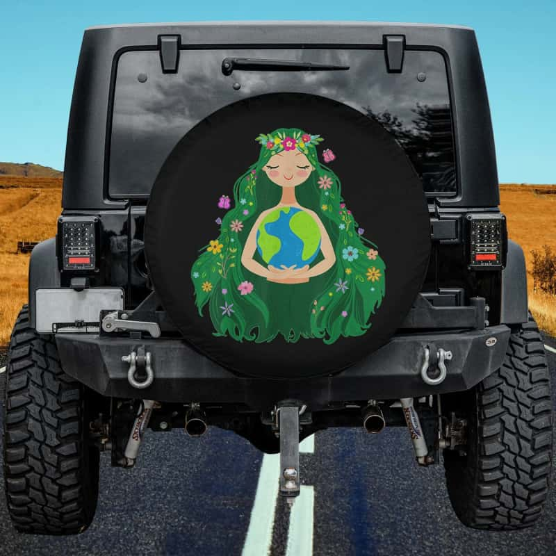 Load image into Gallery viewer, Green Mother Earth Day Save Our Planet For Girls Kids Spare Tire Cover Thickening Leather Universal
