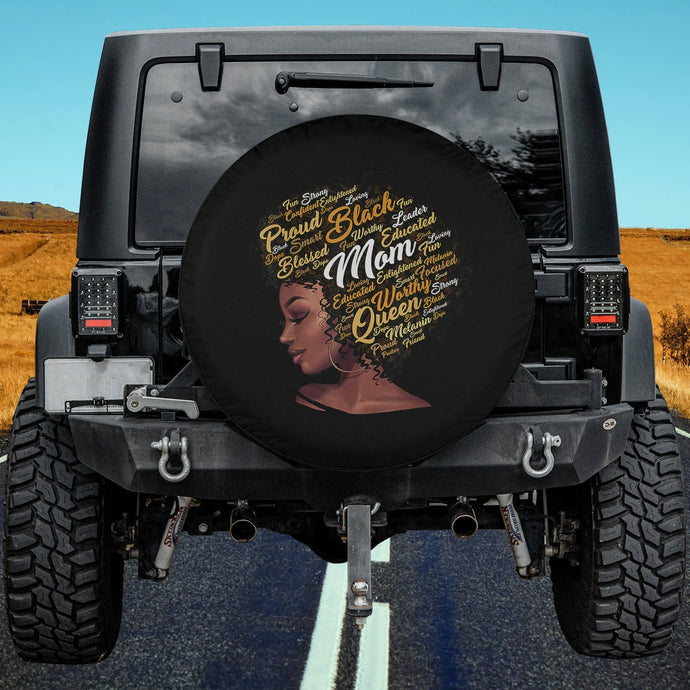 Happy Mother’s Day Black Mom Queen Afro African Woman Spare Tire Cover Thickening Leather Universal