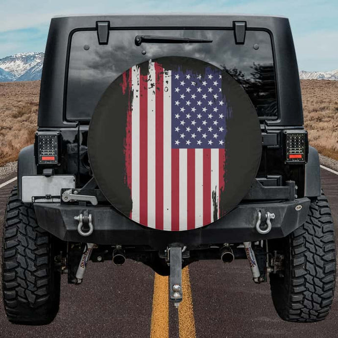 Distressed American Flag Tire Cover