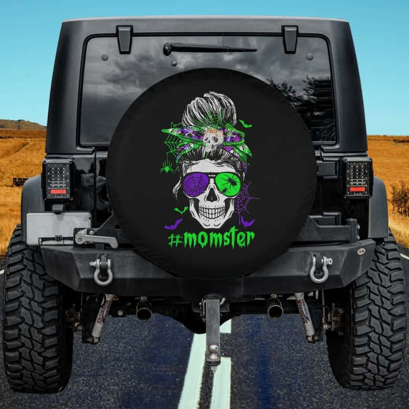 Load image into Gallery viewer, Momster Costume Mothers Day Skull Mom Messy Hair Bun Monster Spare Tire Cover Thickening Leather Universal
