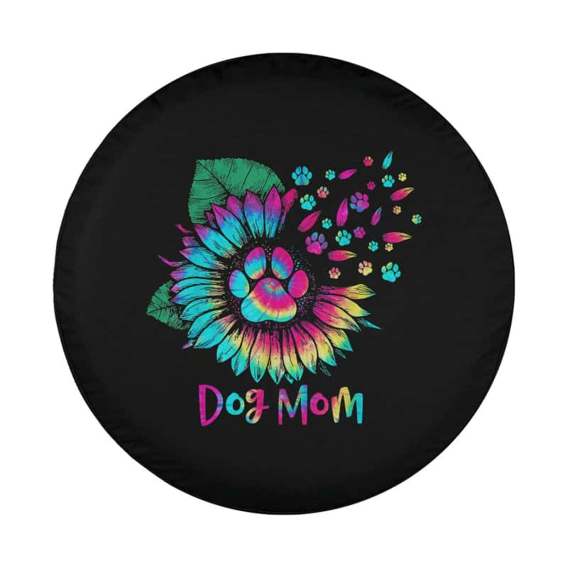 Load image into Gallery viewer, Sunflower Dog Mom Tie Dye Dog Lover Mother&#39;s Day Spare Tire Cover Thickening Leather Universal
