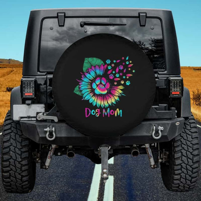 Sunflower Dog Mom Tie Dye Dog Lover Mother's Day Spare Tire Cover Thickening Leather Universal