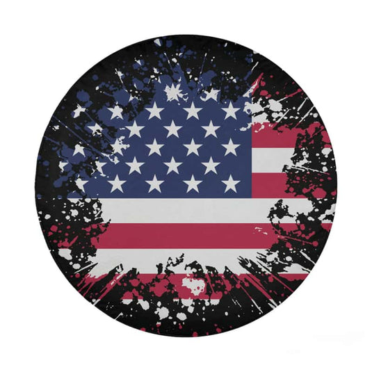 Grunge American Flag Spare Tire Cover