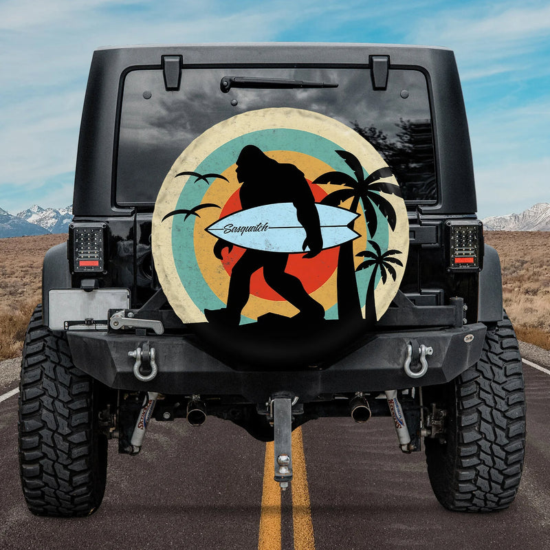 Load image into Gallery viewer, Funny Sasquatch Surf Spare Tire Cover
