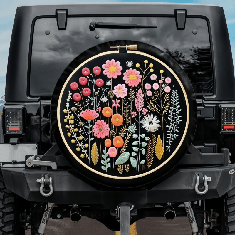 Load image into Gallery viewer, Botanical Faux Embroidery Tire Cover
