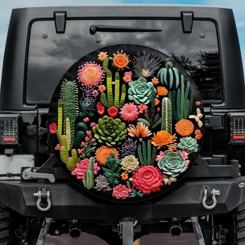 Load image into Gallery viewer, Faux Embroidery Succulent Tire Cover
