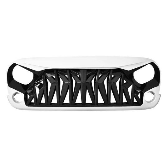 Black & White Front Shark Front Bumper Grill for 07-18 Jeep Wrangler JK