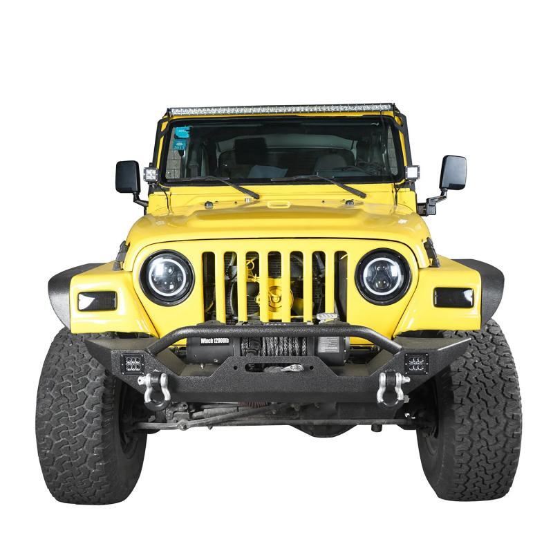 Load image into Gallery viewer, Front Bumper w/ Winch Plate &amp; LED Light for 97-06 Jeep Wrangler TJ
