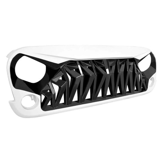 Black & White Front Shark Front Bumper Grill for 07-18 Jeep Wrangler JK