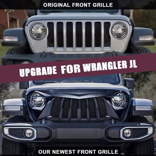 Matte Black Front Bumper Grill Shark Grille For 20-24 Jeep Gladiator JT