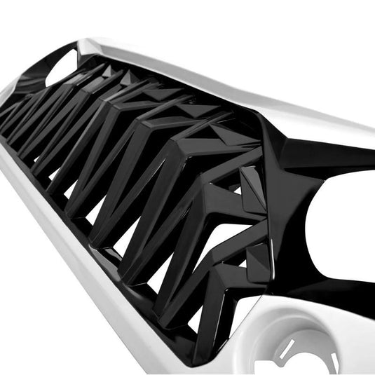 Black & White Front Shark Front Bumper Grill for 07-18 Jeep Wrangler JK