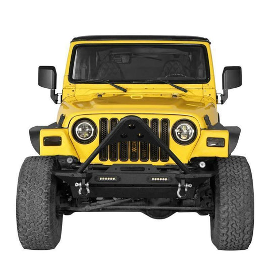 Front Bumperw/LED Light & Winch Plate Fit 97-06 Jeep Wrangler TJ