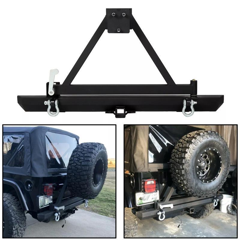 Load image into Gallery viewer, Rear Bumper with Tire Carrier &amp; D-Ring  For 87-96 YJ Jeep Wrangler
