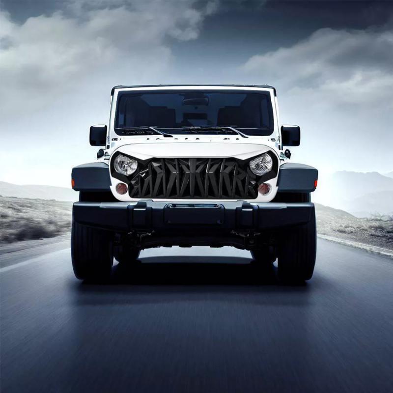 Load image into Gallery viewer, Black &amp; White Front Shark Front Bumper Grill for 07-18 Jeep Wrangler JK
