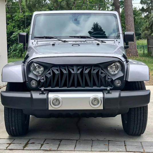 Black Shark Grille Front Bumper Grill For 07-18 Jeep Wrangler JK JKU