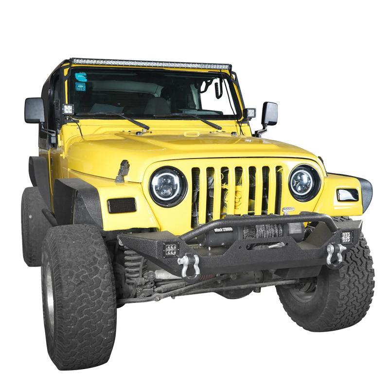 Load image into Gallery viewer, Front Bumper w/ Winch Plate &amp; LED Light for 97-06 Jeep Wrangler TJ
