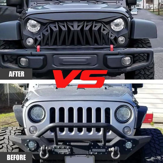 Black Shark Grille Front Bumper Grill For 07-18 Jeep Wrangler JK JKU