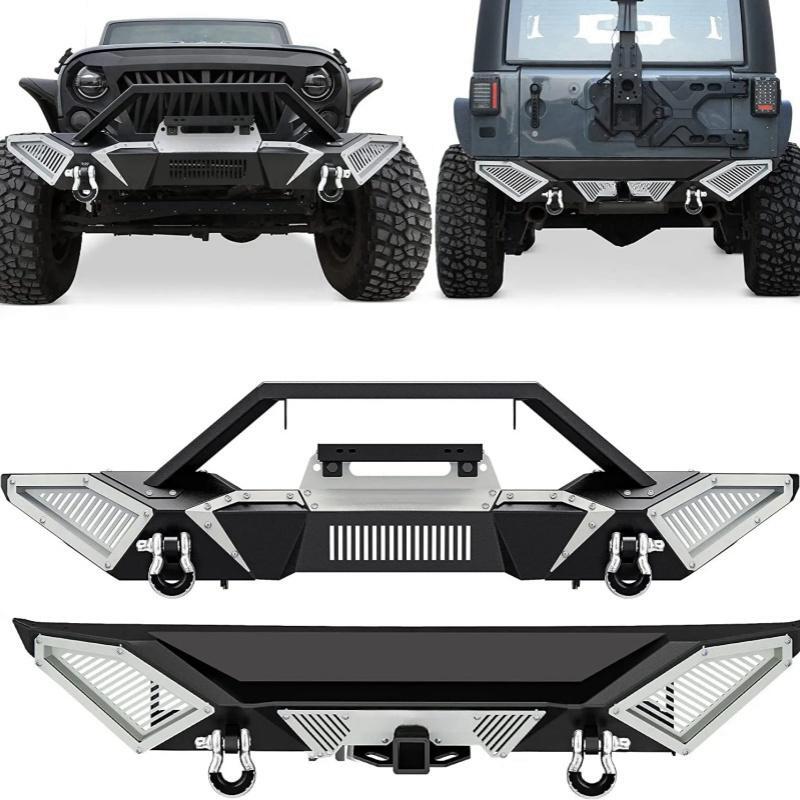 Load image into Gallery viewer, Front / Rear Bumper for 07-18 Jeep Wrangler JK w/ Winch Plate D-Rings
