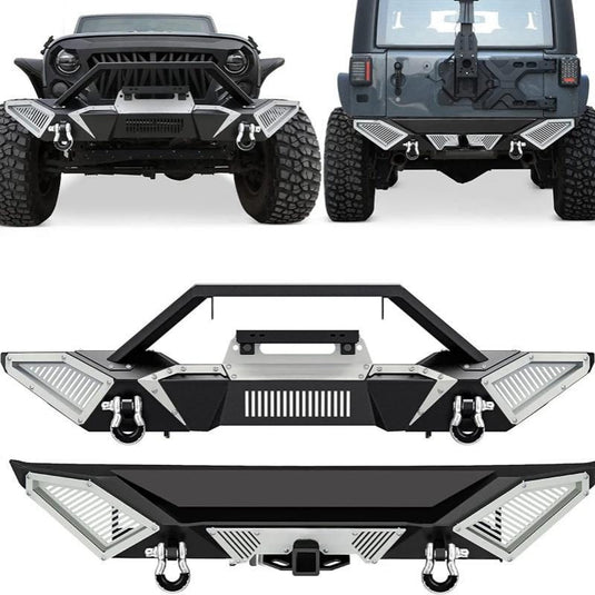 Front / Rear Bumper for 07-18 Jeep Wrangler JK w/ Winch Plate D-Rings