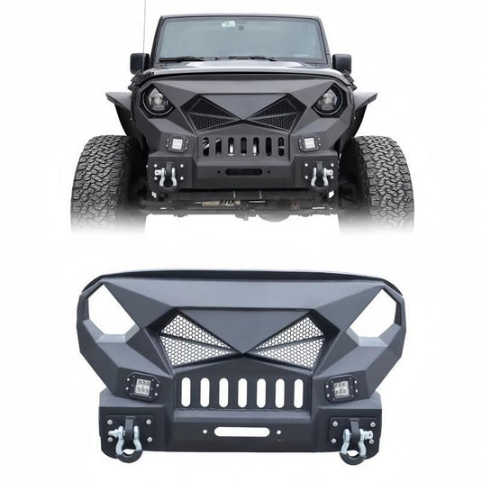 Mad Max Grill Guard Front Bumper W/Winch Plate For 07-18 Jeep Wrangler JK