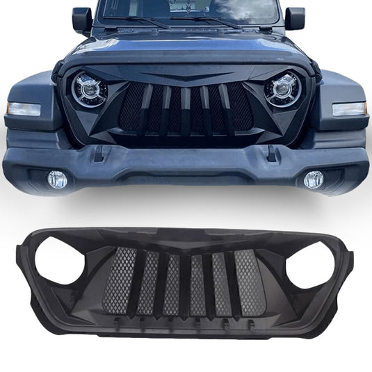 Matte Black Front Bumper Grill Shark Grille For 20-24 Jeep Gladiator JT